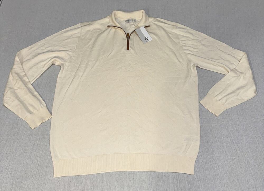 Collars & Co. Cotton & Cashmere Sweater 1/4 Zip Beige Cream Men’s 2XL NWT